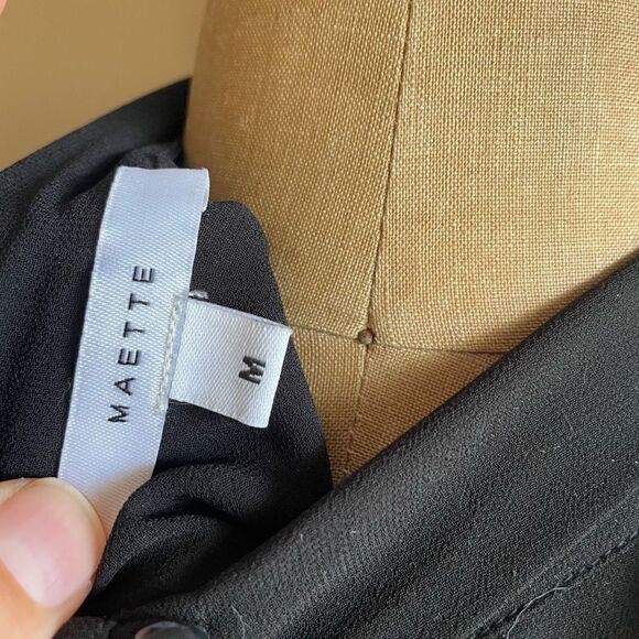 MAETTE | black sleeveless polyester keyhole back blouse M - Picture 7 of 9